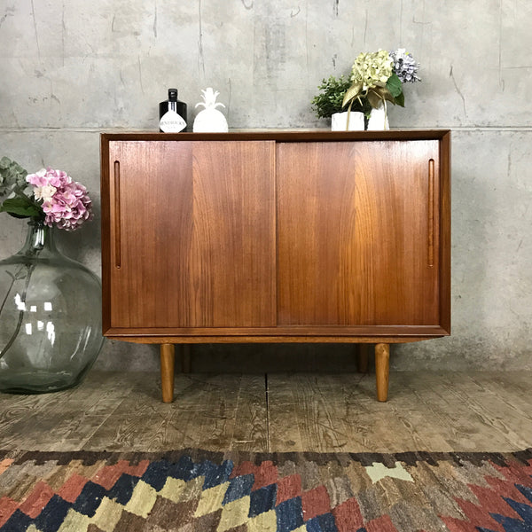 Mid Century Danish Teak Media Cabinet Sideboard