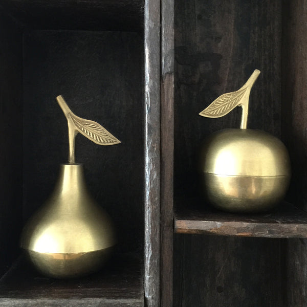 Vintage Brass Apple & Pear Trinket Boxes