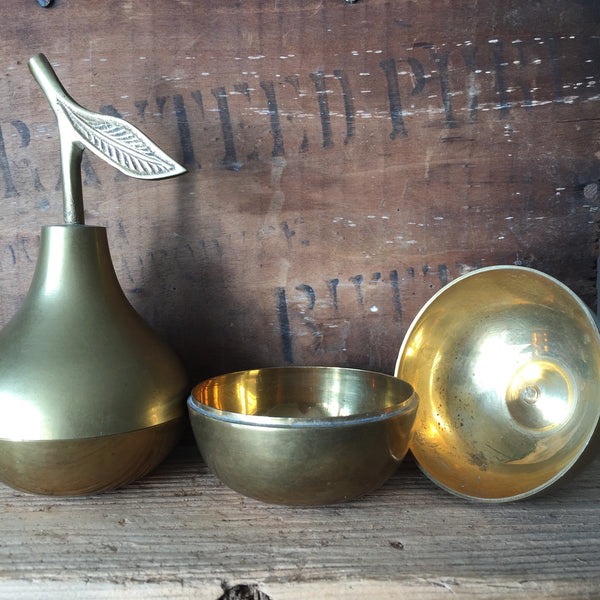 Vintage Brass Apple & Pear Trinket Boxes
