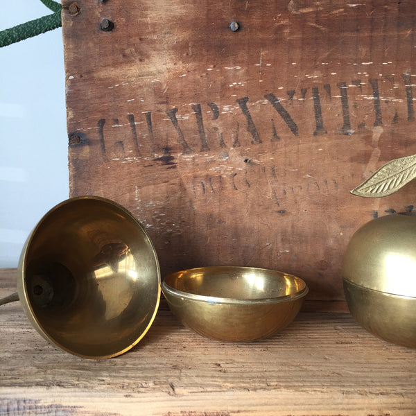 Vintage Brass Apple & Pear Trinket Boxes