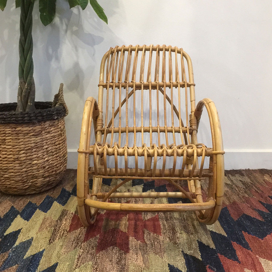 Vintage Mid Century Boho Bamboo *Child Sized* Rocking Chair