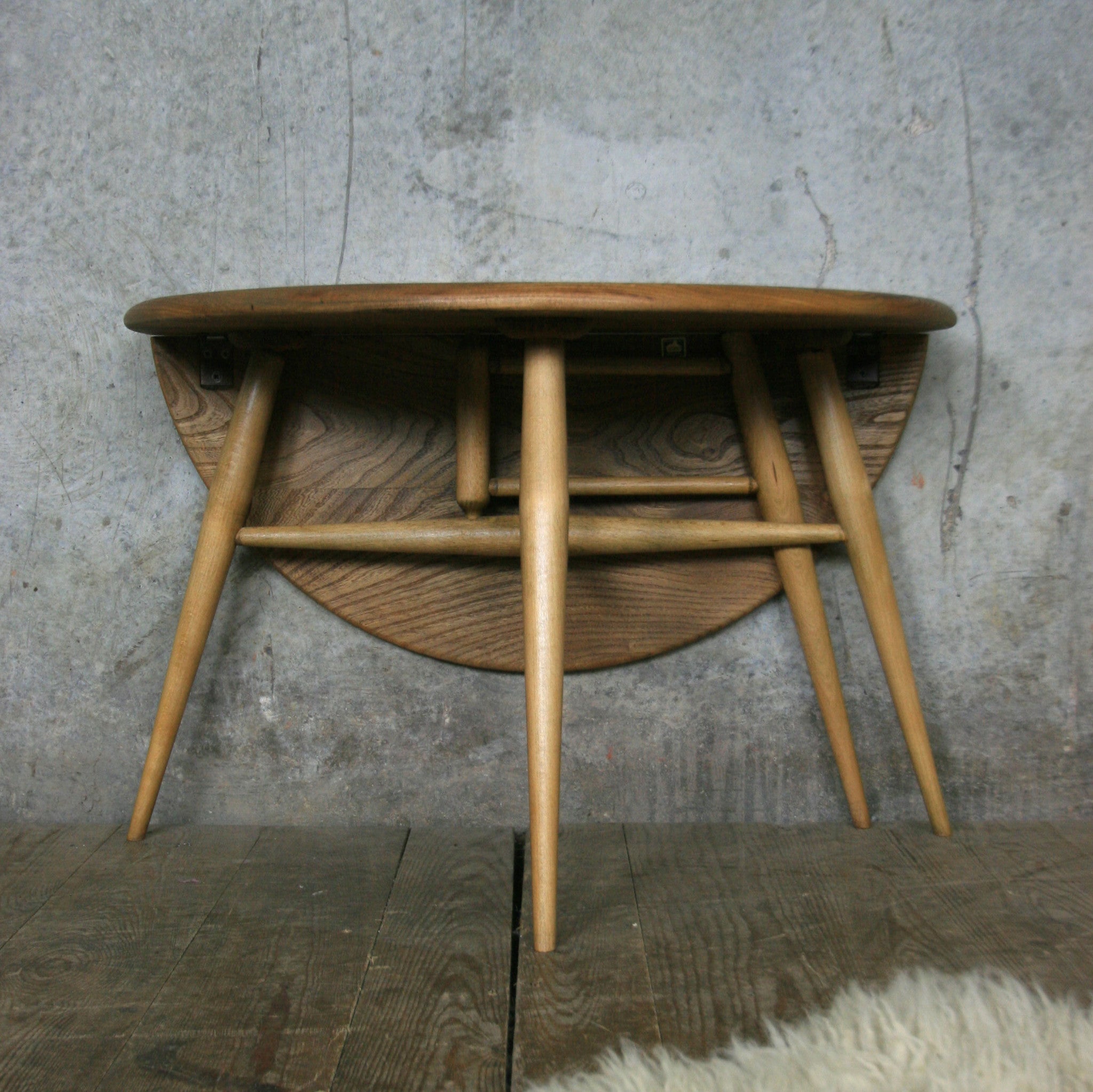 Ercol Mid Century Drop Leaf Coffee Table Mustard Vintage