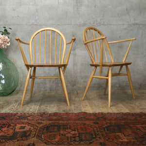 Pair of Ercol Windsor Carver Chairs #2103j
