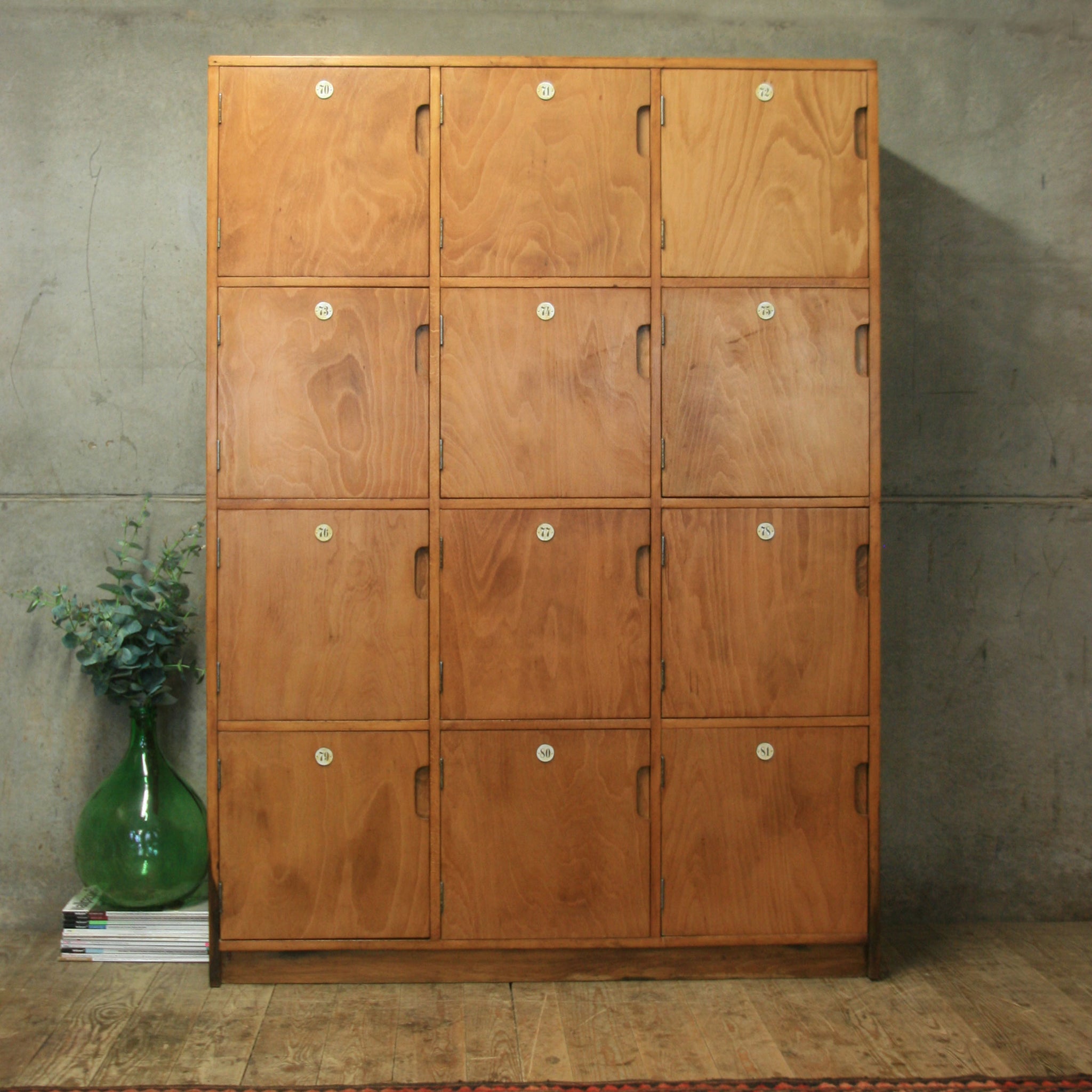 Vintage Esavian School Gym Wooden Lockers 1206e Mustard Vintage