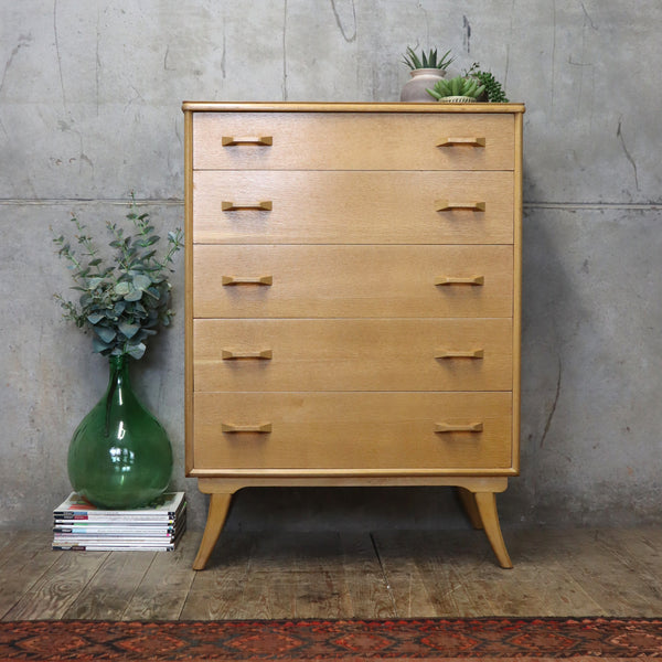 Mid Century Oak Brandon Tallboy Drawers - 2406b