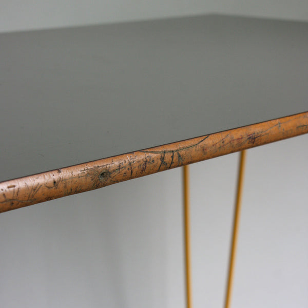 Reclaimed Hairpin Desk / Table - Grey Top/Yellow Legs