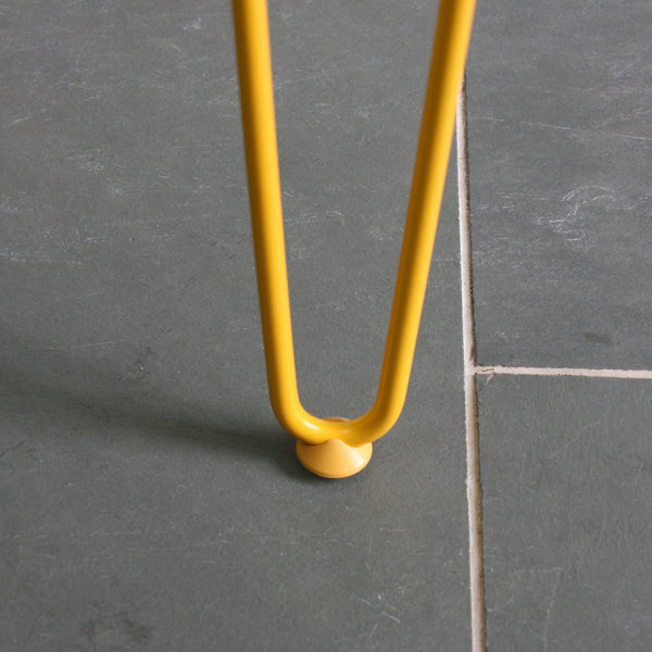 Reclaimed Hairpin Desk / Table - Grey Top/Yellow Legs