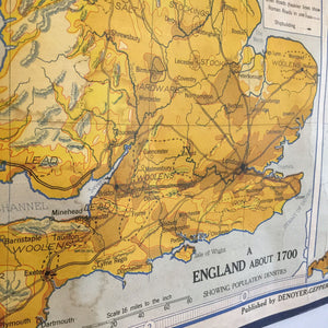 Vintage Industrial Map Chart of Great Britain