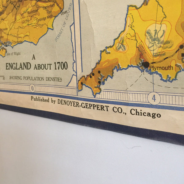 Vintage Industrial Map Chart of Great Britain