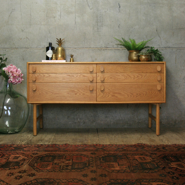 Mid Century Meredew Oak Chest of Drawers / Sideboard