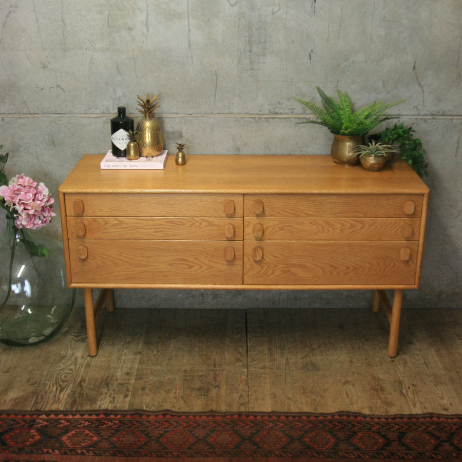 Mid Century Meredew Oak Chest of Drawers / Sideboard