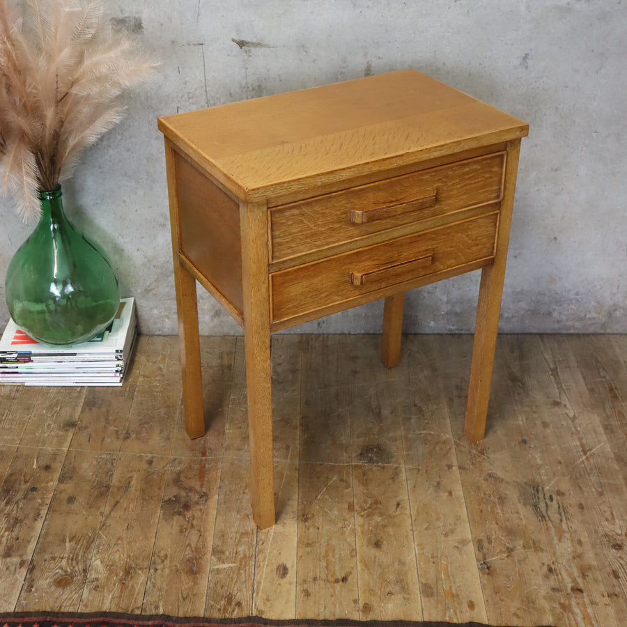 Vintage Oak Rustic Side Table - 0707e