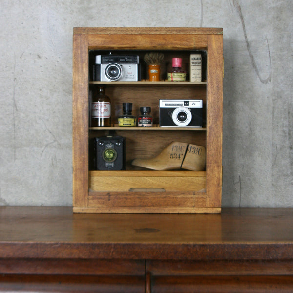 Small Vintage Oak Curiosities / Display / School Cabinet