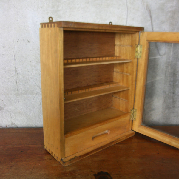 Small Vintage Oak Curiosities / Display / School Cabinet