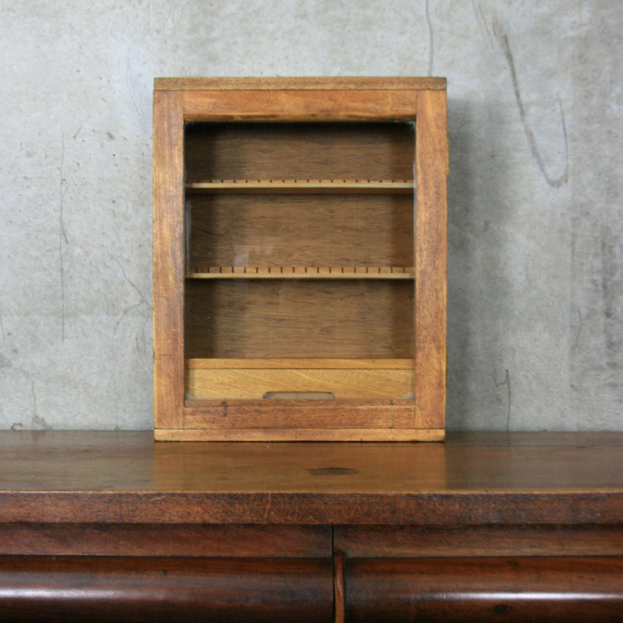 Small Vintage Oak Curiosities / Display / School Cabinet