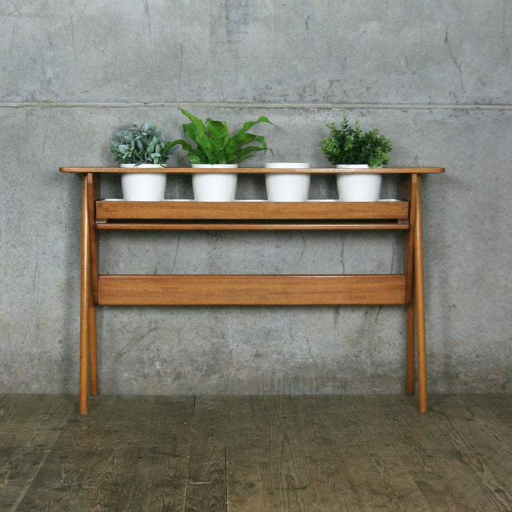 Mid Century Oak Plant Stand Display #2