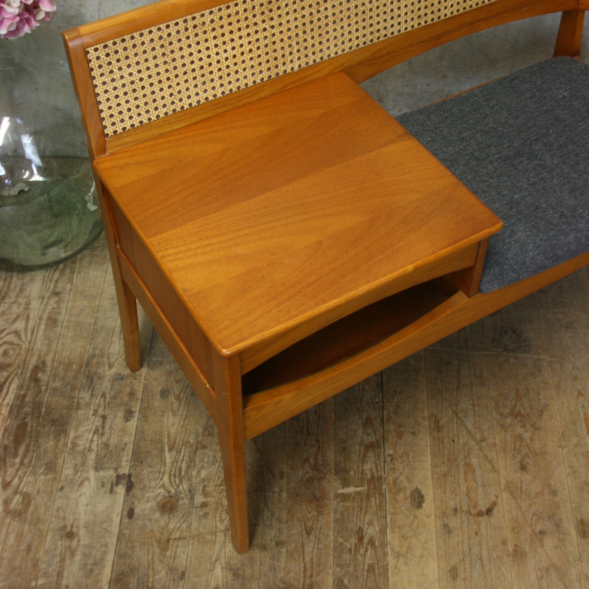 Mid Century Chippy Heath Teak Telephone Seat #1806 – Mustard Vintage