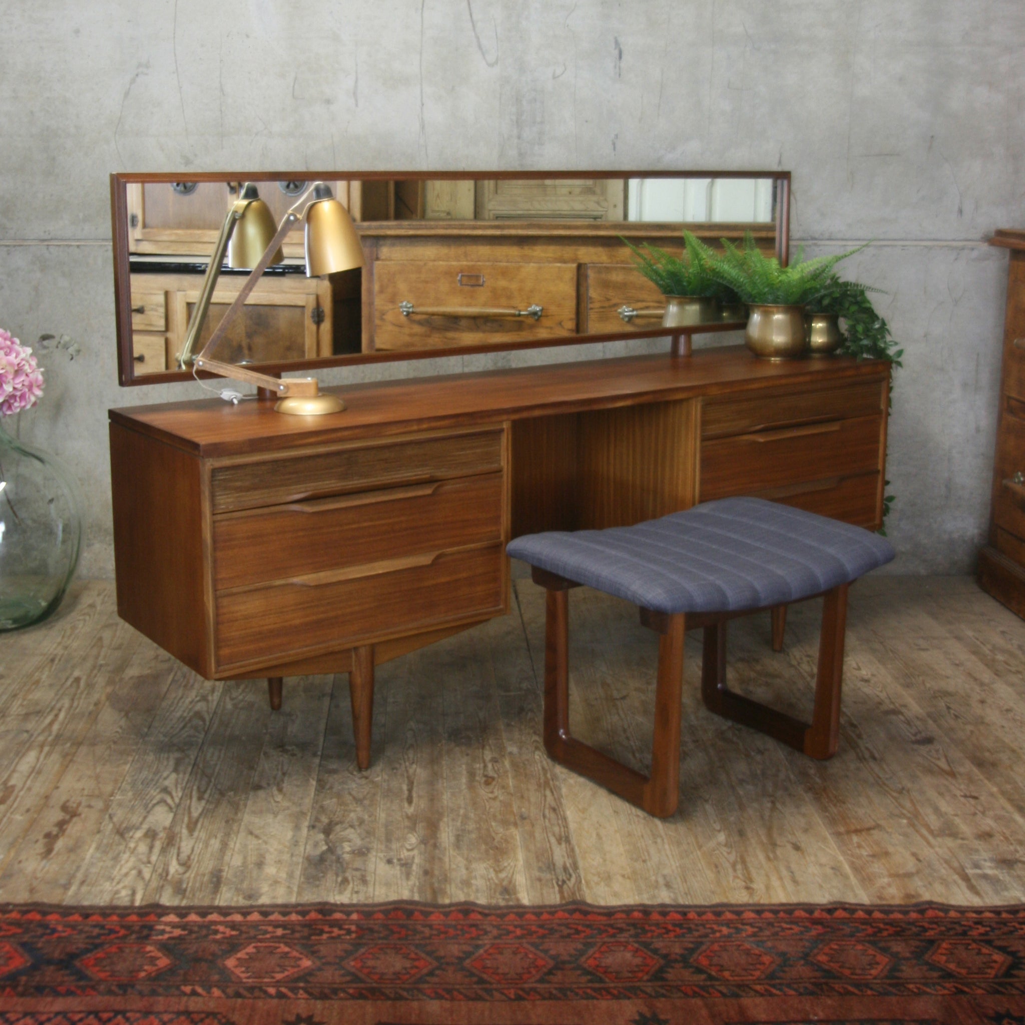 mid century modern dressing table Mid Century White & Newton Dressing Table & Stool – Mustard Vintage