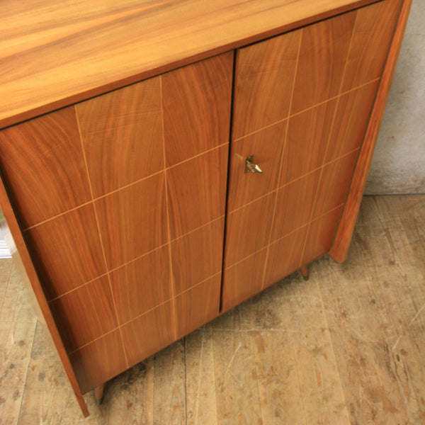 Mid Century Walnut Cabinet Bookcase / Drinks Cabinet - 1302d