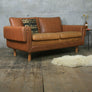 Midcentury Danish Two Seater Tan Leather Sofa