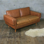 Midcentury Danish Two Seater Tan Leather Sofa