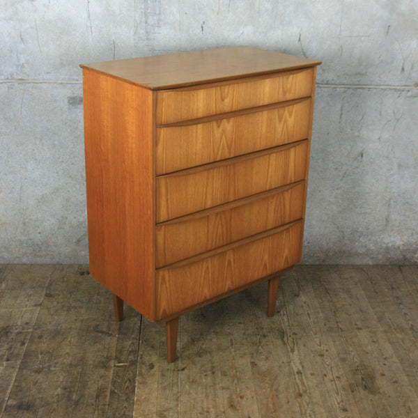 Vintage Mid Century Teak Tallboy Chest of Drawers