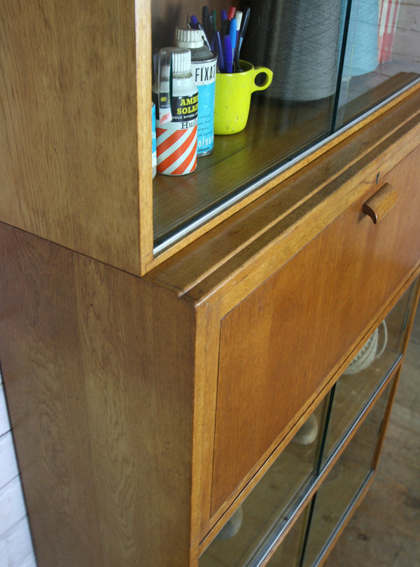Vintage Oak Sectional Glazed Storage / Shop Display Cabinet / Bureau