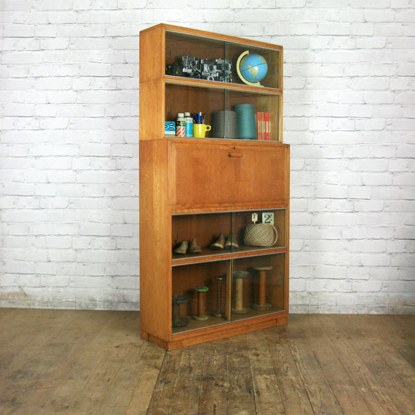Vintage Oak Sectional Glazed Storage / Shop Display Cabinet / Bureau