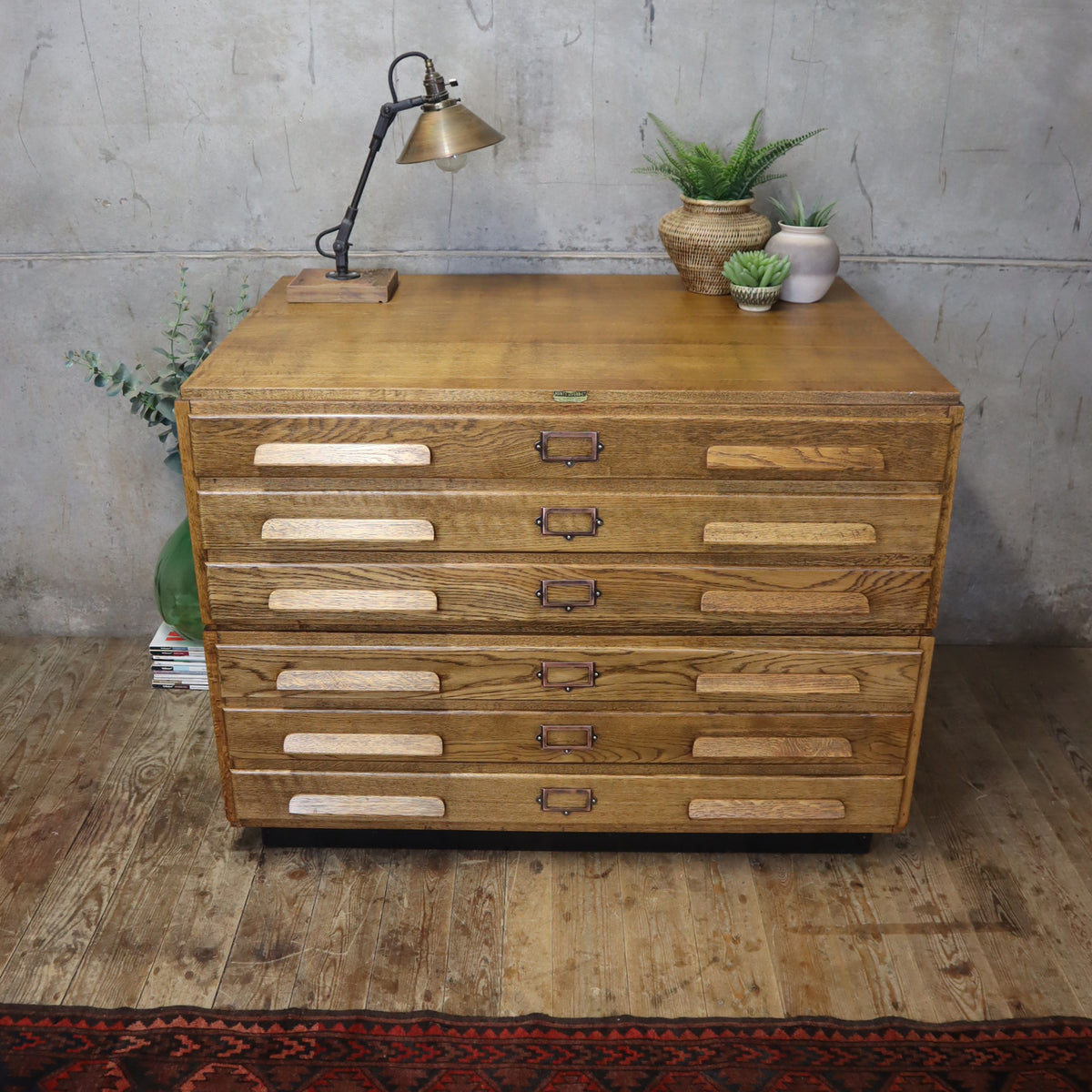 Mid Century Oak Architect Plan / Map Chest - 0807h – Mustard Vintage