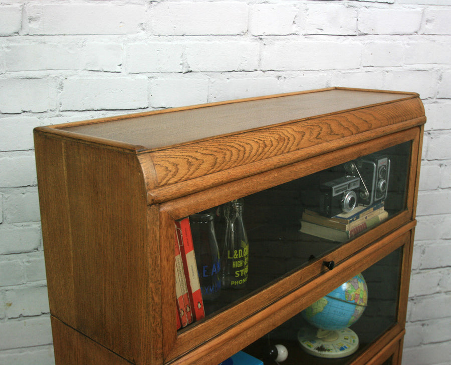Vintage Oak Barristers Sectional Bookcase Cabinet
