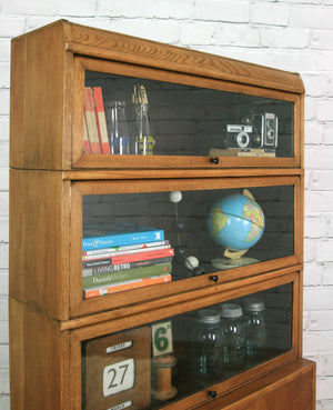 Vintage Oak Barristers Sectional Bookcase Cabinet