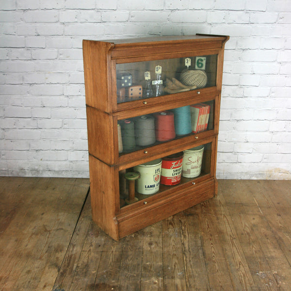 Vintage Oak Barristers Bookcase Display Cabinet