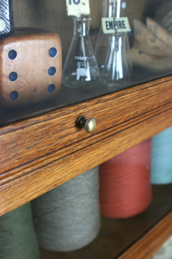 Vintage Oak Barristers Bookcase Display Cabinet