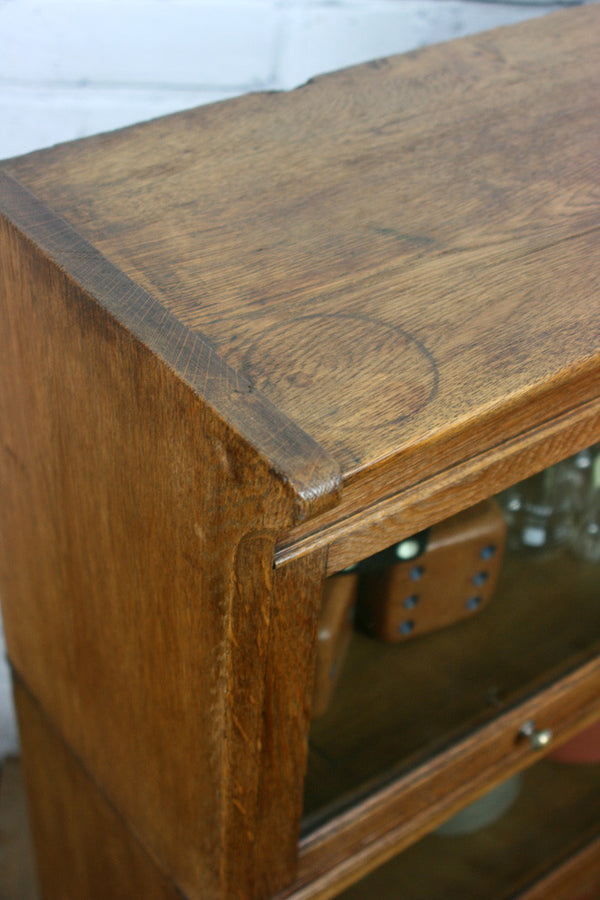 Vintage Oak Barristers Bookcase Display Cabinet
