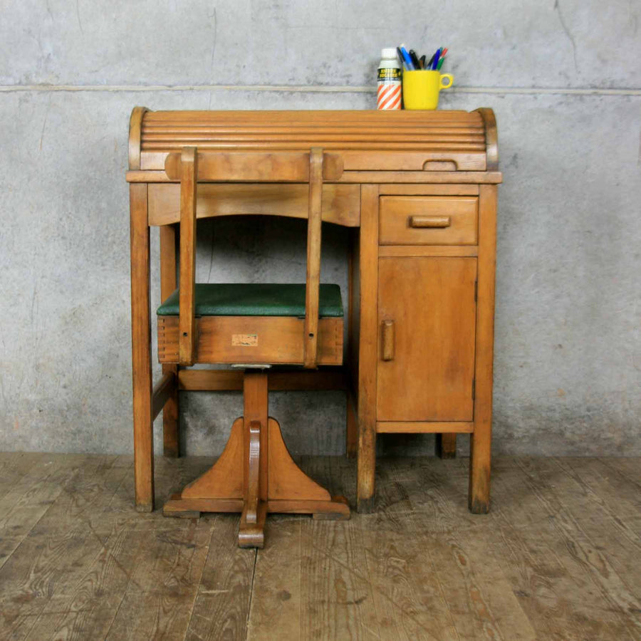 vintage_oak_childs_school_desk_&_chair
