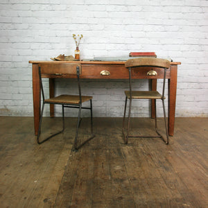 Antique Edwardian Vintage Oak Library Table Desk