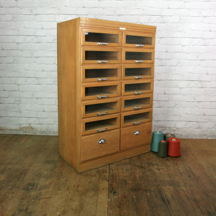 Vintage Oak J.C. King Haberdashery Cabinet