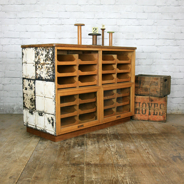 Hand Crafted Vintage Oak Haberdashery / Retail / Shop Counter / Kitchen Island