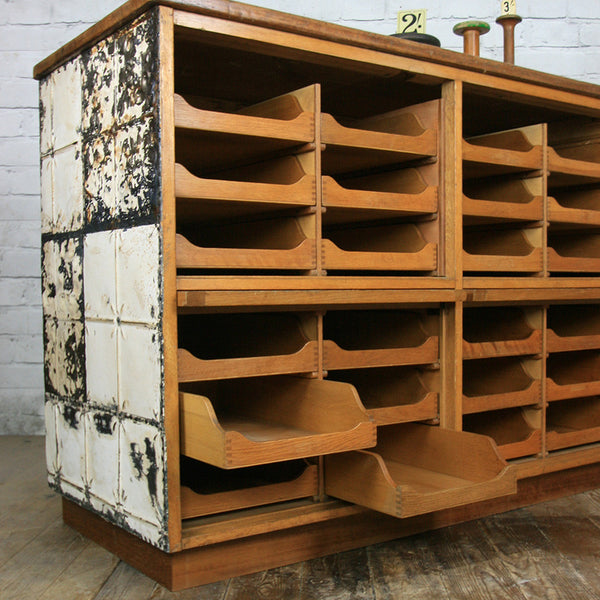 Hand Crafted Vintage Oak Haberdashery / Retail / Shop Counter / Kitchen Island