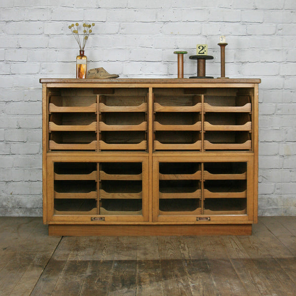 Hand Crafted Vintage Oak Haberdashery / Retail / Shop Counter / Kitchen Island