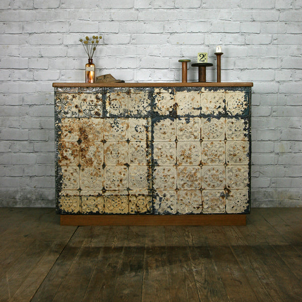 Hand Crafted Vintage Oak Haberdashery / Retail / Shop Counter / Kitchen Island