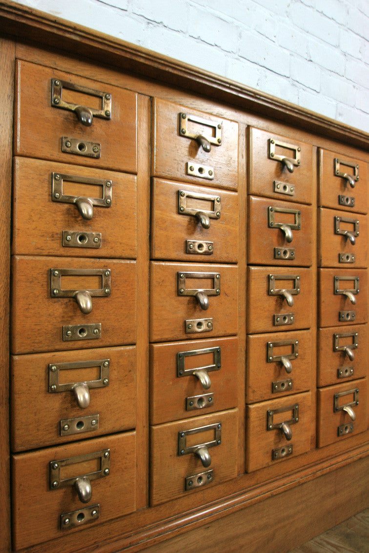 Vintage 1930s Oak Library Index Cabinet/Wine Storage