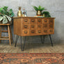Vintage Light Oak Index Drawers/Cabinet/Drinks Bar