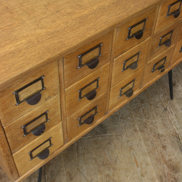Vintage Light Oak Index Drawers/Cabinet/Drinks Bar
