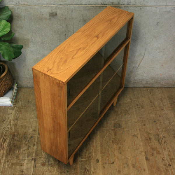 vintage_oak_remploy_glazed_display_cabinet_bookcase