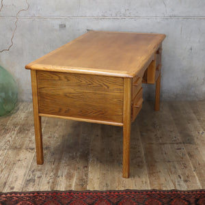 Mid Century Rustic Oak Abbess School Desk - 1703e
