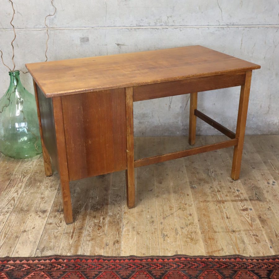 Mid Century Rustic Oak Small Desk - 0303e