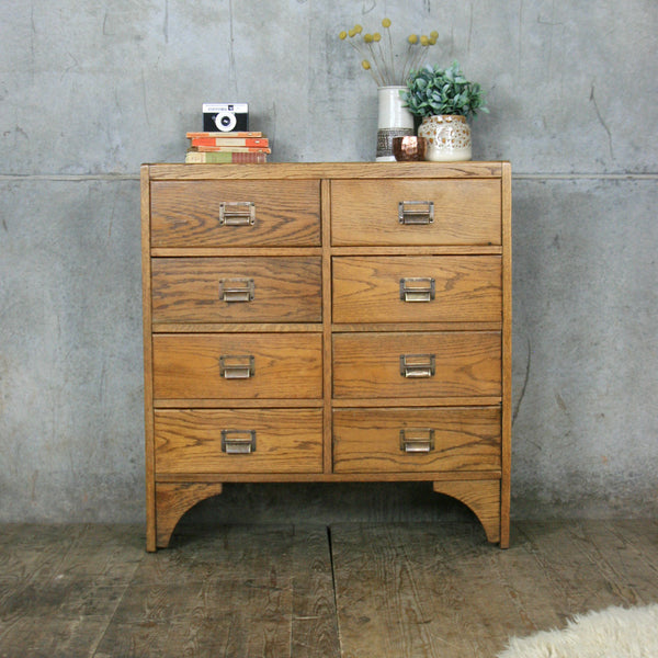 Vintage Oak School Chest of Drawers