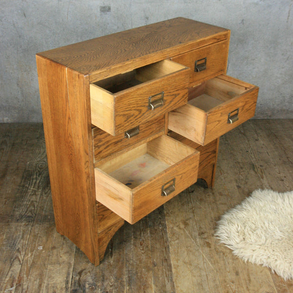 Vintage Oak School Chest of Drawers