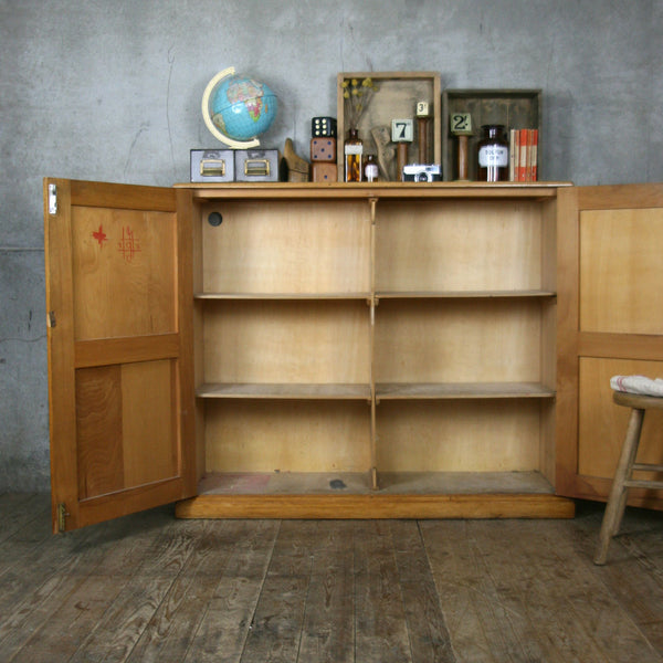 Vintage Oak School Storage Cupboard